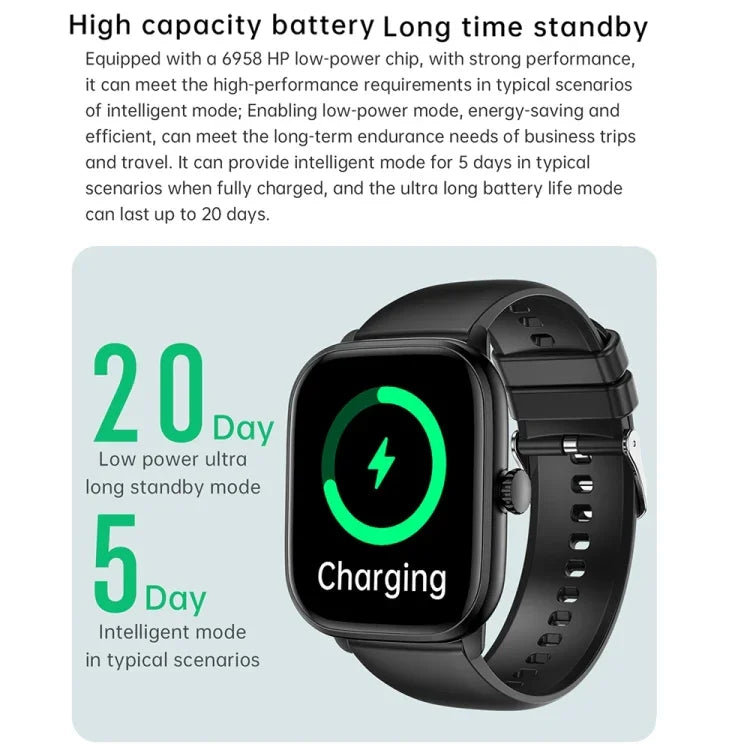 Y80 Smartwatch mit 2,01 Zoll IPS-HD-Bildschirm, unterstützt Bluetooth-Anrufe und Gesundheitsüberwachung