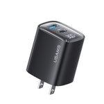 USAMS CC230 30W USB+USB-C / Type-C Dual-Port GaN Digitaldisplay-Ladegerät, Spezifikationen: US-Stecker, CC230