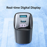 USAMS CC230 30W USB+USB-C / Type-C Dual-Port GaN Digitaldisplay-Ladegerät, Spezifikationen: US-Stecker, CC230