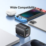 USAMS CC230 30W USB+USB-C / Type-C Dual-Port GaN Digitaldisplay-Ladegerät, Spezifikationen: US-Stecker, CC230