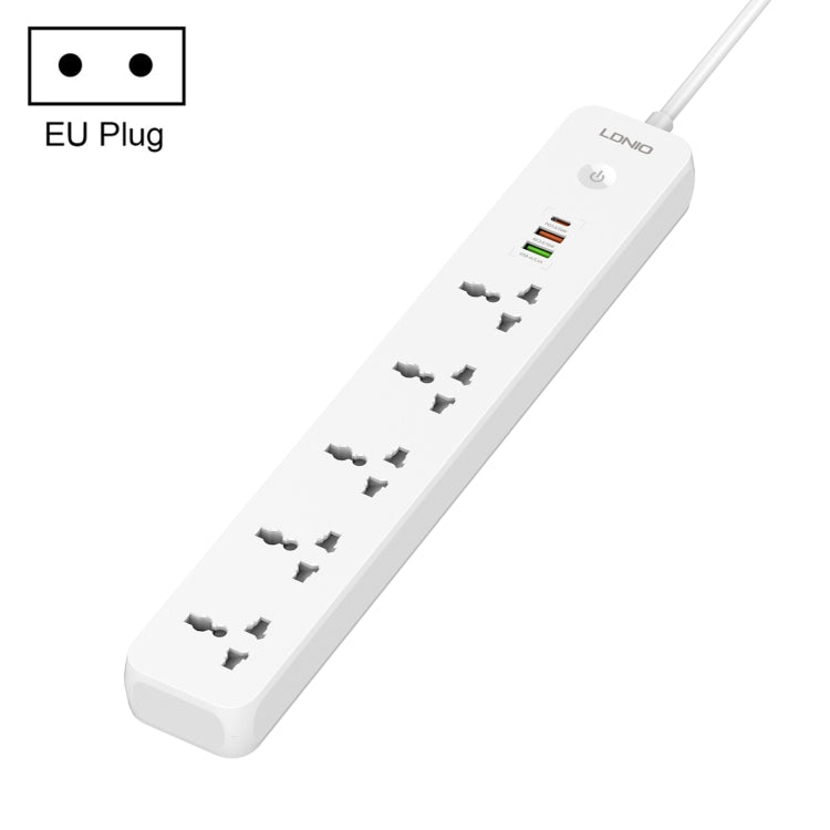 LDNIO SC5319 5-fach Reise- und Heim-Büro-Steckdose mit 38W USB-Anschlüssen, Kabellänge: 2 m, EU-Stecker, UK-Stecker, US-Stecker