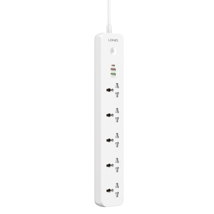 LDNIO SC5319 5-fach Reise- und Heim-Büro-Steckdose mit 38W USB-Anschlüssen, Kabellänge: 2 m, EU-Stecker, UK-Stecker, US-Stecker