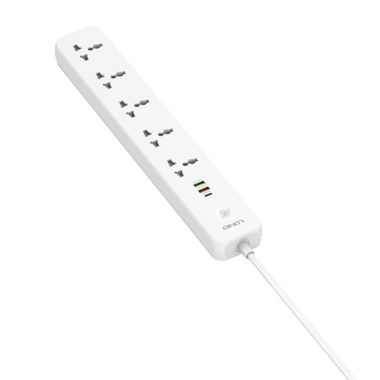 LDNIO SC5319 5-fach Reise- und Heim-Büro-Steckdose mit 38W USB-Anschlüssen, Kabellänge: 2 m, EU-Stecker, UK-Stecker, US-Stecker