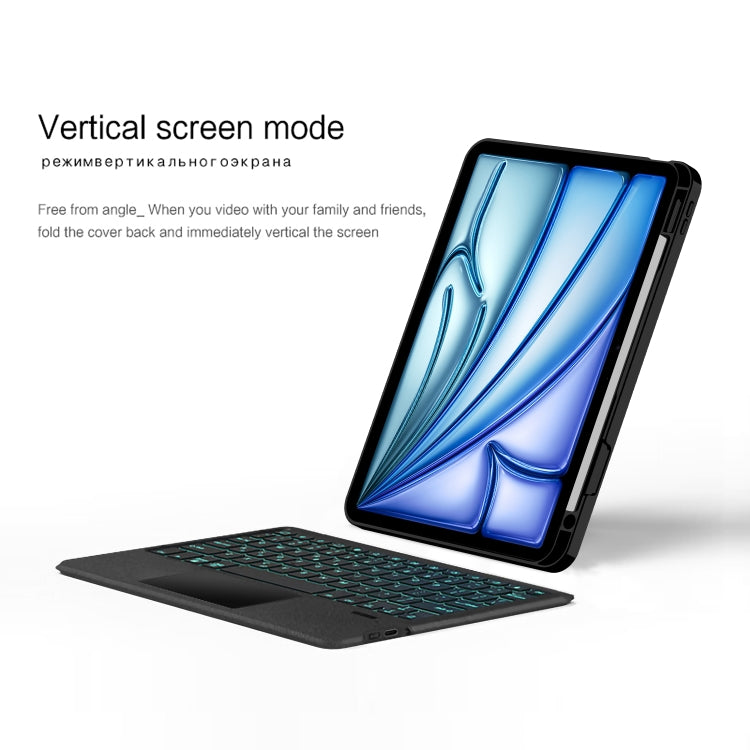 Intelligente abnehmbare Touch Bluetooth Tastatur Leder Tablet Hülle mit Hintergrundbeleuchtung/Stifthalter, Für iPad Pro 13 2024, Für iPad Air 13 2024, Für iPad Air 11 2024, Für iPad Pro 11 2024, Für iPad 10.9 2022, Für iPad 10.2 2021, Für iPad mini 6
