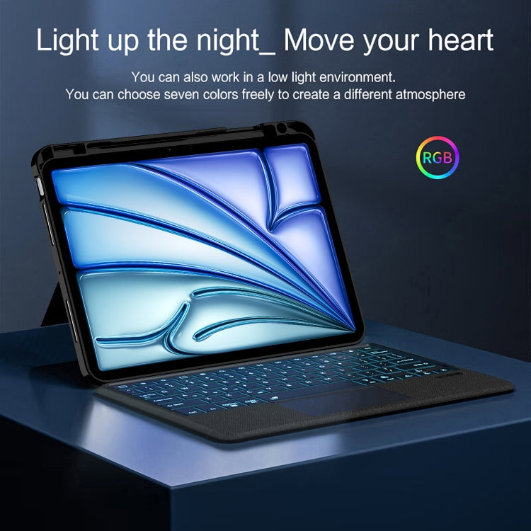Intelligente abnehmbare Touch Bluetooth Tastatur Leder Tablet Hülle mit Hintergrundbeleuchtung/Stifthalter, Für iPad Pro 13 2024, Für iPad Air 13 2024, Für iPad Air 11 2024, Für iPad Pro 11 2024, Für iPad 10.9 2022, Für iPad 10.2 2021, Für iPad mini 6
