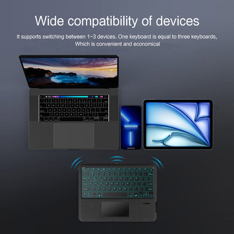 Intelligente abnehmbare Touch Bluetooth Tastatur Leder Tablet Hülle mit Hintergrundbeleuchtung/Stifthalter, Für iPad Pro 13 2024, Für iPad Air 13 2024, Für iPad Air 11 2024, Für iPad Pro 11 2024, Für iPad 10.9 2022, Für iPad 10.2 2021, Für iPad mini 6