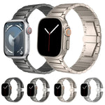 I-förmiges Armband aus Titanlegierung mit Schmetterlingsschließe, passend für Apple Watch SE 2023 (44 mm), Apple Watch Ultra 2 (49 mm), Apple Watch Series 9 (45 mm), Apple Watch Ultra (49 mm), Apple Watch Series 8 (45 mm) und Apple Watch SE 2022 (44 mm).