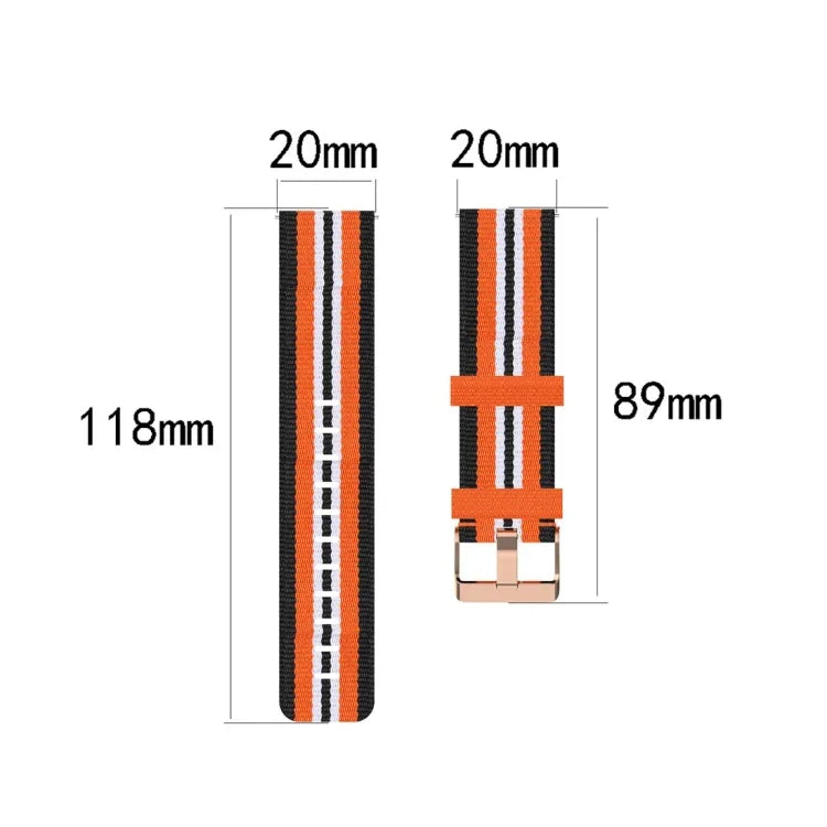 Woven Nylon Textured Strap, Size: Free Size 20mm, For Galaxy Watch 3 41mm