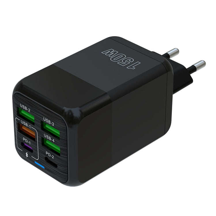 150W 4 x USB + 2 x USB-C / Type-C Multiport-Schnellladegerät, EU-Stecker, US-Stecker, UK-Stecker