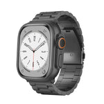 Flaches Armband aus Titanlegierung mit 3-Perlen-Verschluss, passend für Apple Watch Series 5 (44 mm), Apple Watch Series 5 (40 mm), Apple Watch Series 4 (44 mm), Apple Watch Series 4 (40 mm), Apple Watch Series 3 (38 mm) und Apple Watch Series 3 (42 mm).