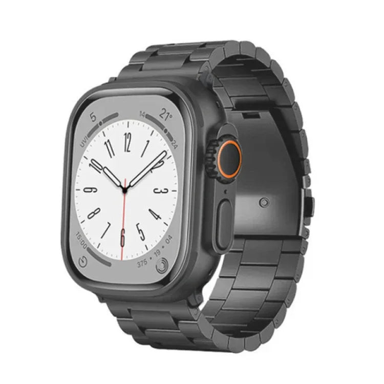 Flaches Armband aus Titanlegierung mit 3-Perlen-Verschluss, passend für Apple Watch Series 5 (44 mm), Apple Watch Series 5 (40 mm), Apple Watch Series 4 (44 mm), Apple Watch Series 4 (40 mm), Apple Watch Series 3 (38 mm) und Apple Watch Series 3 (42 mm).
