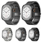 Flaches Armband aus Titanlegierung mit 3-Perlen-Verschluss, passend für Apple Watch Series 5 (44 mm), Apple Watch Series 5 (40 mm), Apple Watch Series 4 (44 mm), Apple Watch Series 4 (40 mm), Apple Watch Series 3 (38 mm) und Apple Watch Series 3 (42 mm).