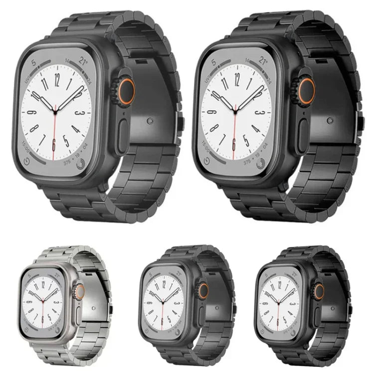 Flaches Armband aus Titanlegierung mit 3-Perlen-Verschluss, passend für Apple Watch Series 5 (44 mm), Apple Watch Series 5 (40 mm), Apple Watch Series 4 (44 mm), Apple Watch Series 4 (40 mm), Apple Watch Series 3 (38 mm) und Apple Watch Series 3 (42 mm).