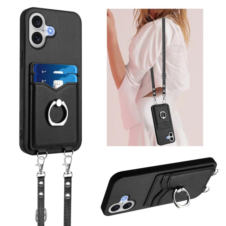 R20 Crossbody-Seil Ring Kartenhalter Handyhülle, Für iPhone 17 Pro Max, Für iPhone 17 Pro, Für iPhone 17, Für iPhone Air, Für iPhone 15 Pro Max, Für iPhone 15 Pro, Für iPhone 15 Plus, Für iPhone 15