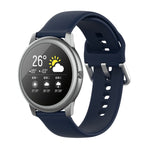 Silicone Solid Color Silver Buckle Strap, Size: 22mm, For Xiaomi Haylou Solar LS05
