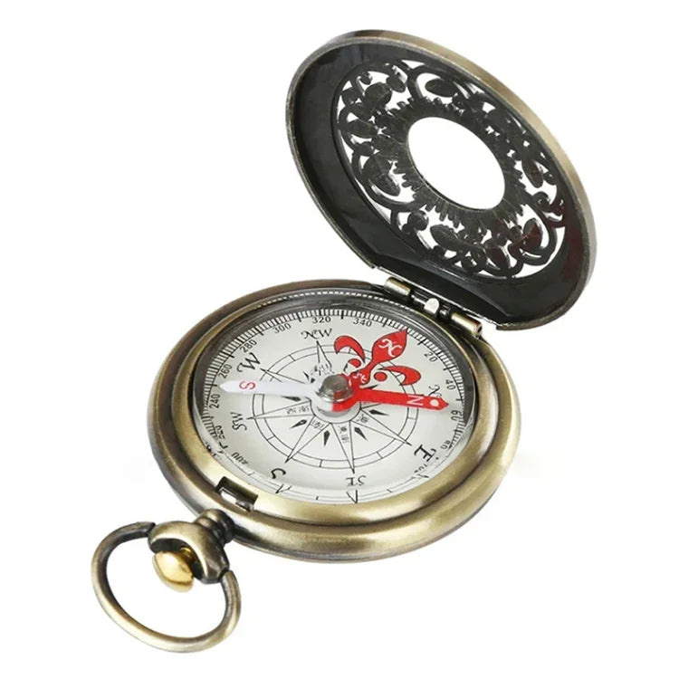 Nisa J35B Retro-Taschenuhr mit hohlem Kompass zum Aufklappen