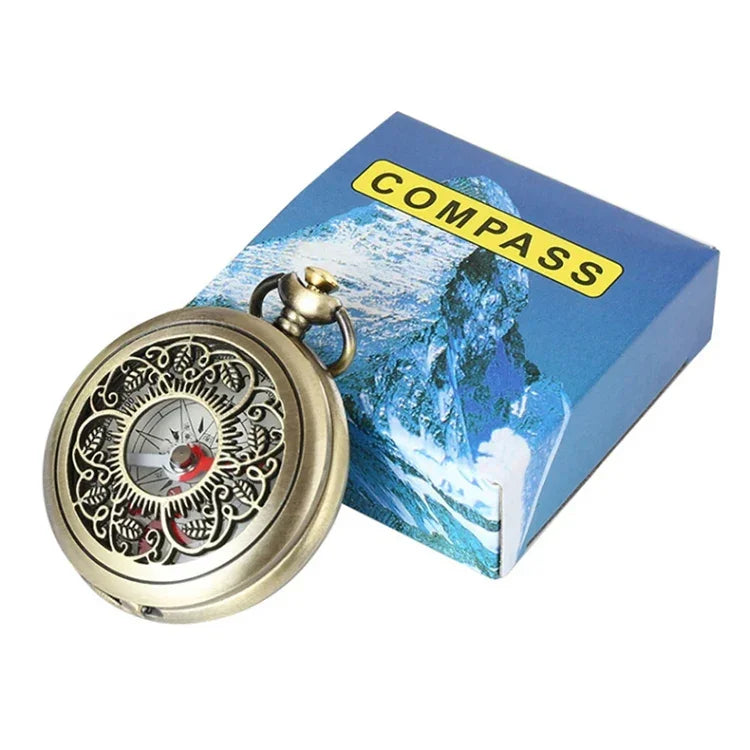 Nisa J35B Retro-Taschenuhr mit hohlem Kompass zum Aufklappen