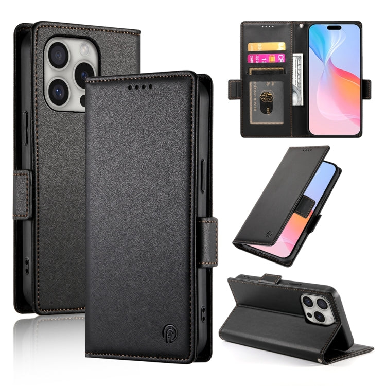 Side Buckle Magnetic Frosted Leather Phone Case, For iPhone 16 Pro, For iPhone 16 Plus, For iPhone 16, For iPhone 15 Pro Max, For iPhone 15 Pro, For iPhone 15 Plus