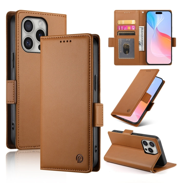 Side Buckle Magnetic Frosted Leather Phone Case, For iPhone 16 Pro, For iPhone 16 Plus, For iPhone 16, For iPhone 15 Pro Max, For iPhone 15 Pro, For iPhone 15 Plus