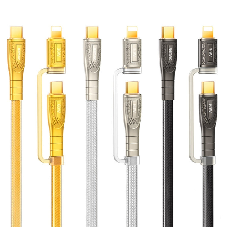 REMAX RC-C165 Prime 1.2m 60W USB-C auf USB-C + 8 Pin geflochtenes Schnellladekabel, RC-C165