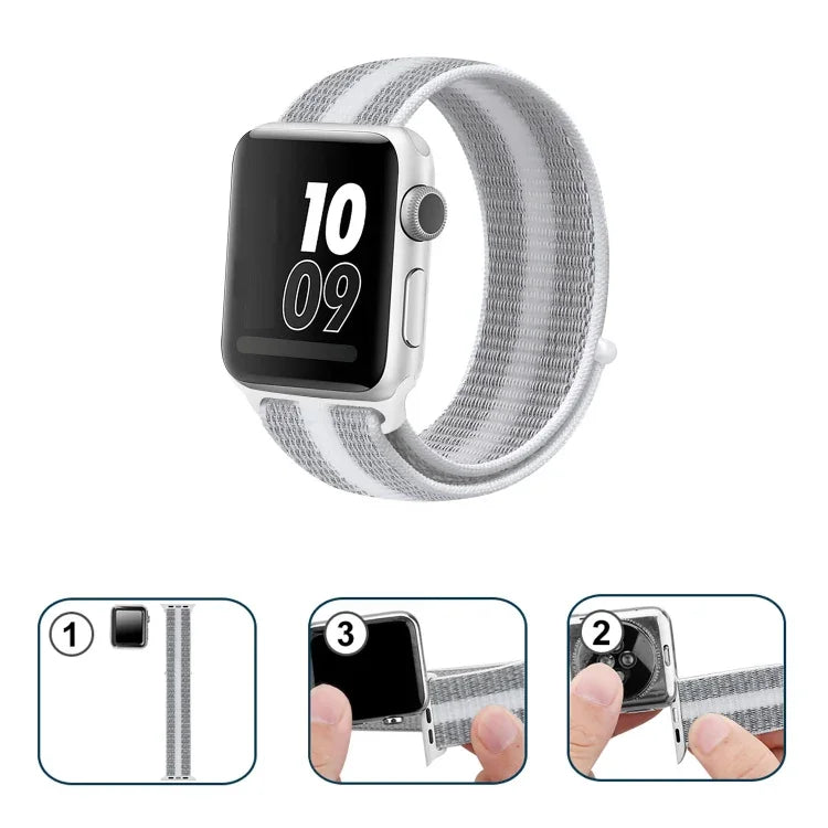 Nylon-Schlaufenarmband, Für Apple Watch Series 8&7 41mm / SE 2&6&SE&5&4 40mm / 3&2&1 38mm, Für Apple Watch Ultra 49mm / Series 8&7 45mm / SE 2&6&SE&5&4 44mm / 3&2&1 42mm, Für Apple Watch Series 7 45mm / 6 & SE & 5 & 4 44mm / 3 & 2 & 1 42mm