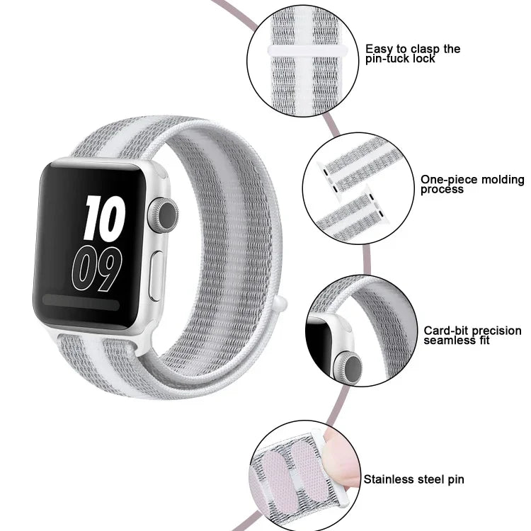 Nylon-Schlaufenarmband, Für Apple Watch Series 8&7 41mm / SE 2&6&SE&5&4 40mm / 3&2&1 38mm, Für Apple Watch Ultra 49mm / Series 8&7 45mm / SE 2&6&SE&5&4 44mm / 3&2&1 42mm, Für Apple Watch Series 7 45mm / 6 & SE & 5 & 4 44mm / 3 & 2 & 1 42mm