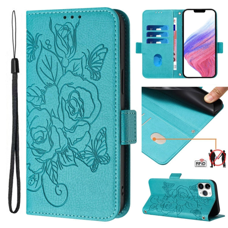 Geprägte Rose RFID Diebstahlsichere Leder-Handyhülle, Für iPhone 11 Pro Max, Für iPhone 11, Für iPhone 11 Pro, Für iPhone XS / X, Für iPhone XR, Für iPhone XS Max, Für iPhone 8 Plus / 7 Plus