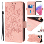 Geprägte Rose RFID Diebstahlsichere Leder-Handyhülle, Für iPhone 11 Pro Max, Für iPhone 11, Für iPhone 11 Pro, Für iPhone XS / X, Für iPhone XR, Für iPhone XS Max, Für iPhone 8 Plus / 7 Plus