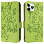 Geprägte Rose RFID Diebstahlsichere Leder-Handyhülle, Für iPhone 11 Pro Max, Für iPhone 11, Für iPhone 11 Pro, Für iPhone XS / X, Für iPhone XR, Für iPhone XS Max, Für iPhone 8 Plus / 7 Plus