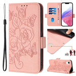 Geprägte Rose RFID Diebstahlsichere Leder-Handyhülle, Für iPhone 11 Pro Max, Für iPhone 11, Für iPhone 11 Pro, Für iPhone XS / X, Für iPhone XR, Für iPhone XS Max, Für iPhone 8 Plus / 7 Plus
