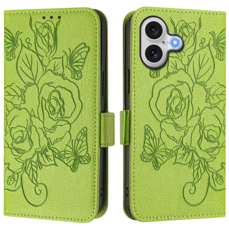 Geprägte Rose RFID-Anti-Diebstahl-Handyhülle aus Leder, für iPhone 17 Pro Max, für iPhone 17 Pro, für iPhone 17, für iPhone Air, für iPhone SE 2024, für iPhone 16 Pro Max, für iPhone 16 Pro, für iPhone 16 Plus
