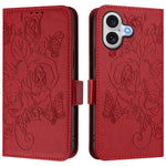 Geprägte Rose RFID-Anti-Diebstahl-Handyhülle aus Leder, für iPhone 17 Pro Max, für iPhone 17 Pro, für iPhone 17, für iPhone Air, für iPhone SE 2024, für iPhone 16 Pro Max, für iPhone 16 Pro, für iPhone 16 Plus