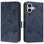 Geprägte Rose RFID-Anti-Diebstahl-Handyhülle aus Leder, für iPhone 17 Pro Max, für iPhone 17 Pro, für iPhone 17, für iPhone Air, für iPhone SE 2024, für iPhone 16 Pro Max, für iPhone 16 Pro, für iPhone 16 Plus