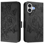 Geprägte Rose RFID-Anti-Diebstahl-Handyhülle aus Leder, für iPhone 17 Pro Max, für iPhone 17 Pro, für iPhone 17, für iPhone Air, für iPhone SE 2024, für iPhone 16 Pro Max, für iPhone 16 Pro, für iPhone 16 Plus
