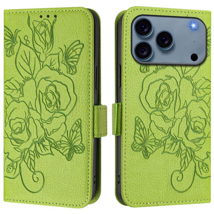 Geprägte Rose RFID-Anti-Diebstahl-Handyhülle aus Leder, für iPhone 17 Pro Max, für iPhone 17 Pro, für iPhone 17, für iPhone Air, für iPhone SE 2024, für iPhone 16 Pro Max, für iPhone 16 Pro, für iPhone 16 Plus