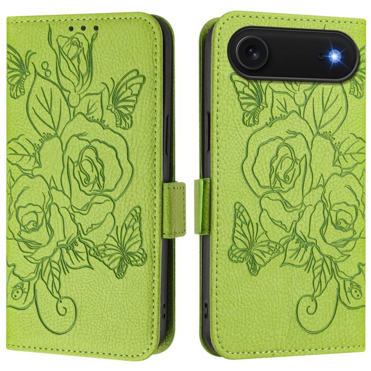 Geprägte Rose RFID-Anti-Diebstahl-Handyhülle aus Leder, für iPhone 17 Pro Max, für iPhone 17 Pro, für iPhone 17, für iPhone Air, für iPhone SE 2024, für iPhone 16 Pro Max, für iPhone 16 Pro, für iPhone 16 Plus