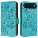 Geprägte Rose RFID-Anti-Diebstahl-Handyhülle aus Leder, für iPhone 17 Pro Max, für iPhone 17 Pro, für iPhone 17, für iPhone Air, für iPhone SE 2024, für iPhone 16 Pro Max, für iPhone 16 Pro, für iPhone 16 Plus