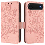 Geprägte Rose RFID-Anti-Diebstahl-Handyhülle aus Leder, für iPhone 17 Pro Max, für iPhone 17 Pro, für iPhone 17, für iPhone Air, für iPhone SE 2024, für iPhone 16 Pro Max, für iPhone 16 Pro, für iPhone 16 Plus