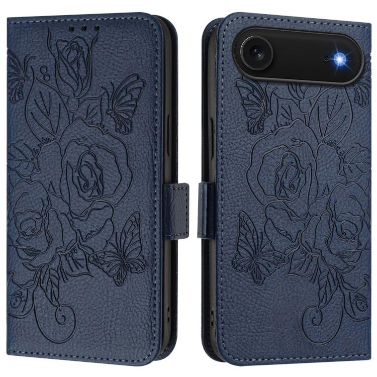 Geprägte Rose RFID-Anti-Diebstahl-Handyhülle aus Leder, für iPhone 17 Pro Max, für iPhone 17 Pro, für iPhone 17, für iPhone Air, für iPhone SE 2024, für iPhone 16 Pro Max, für iPhone 16 Pro, für iPhone 16 Plus