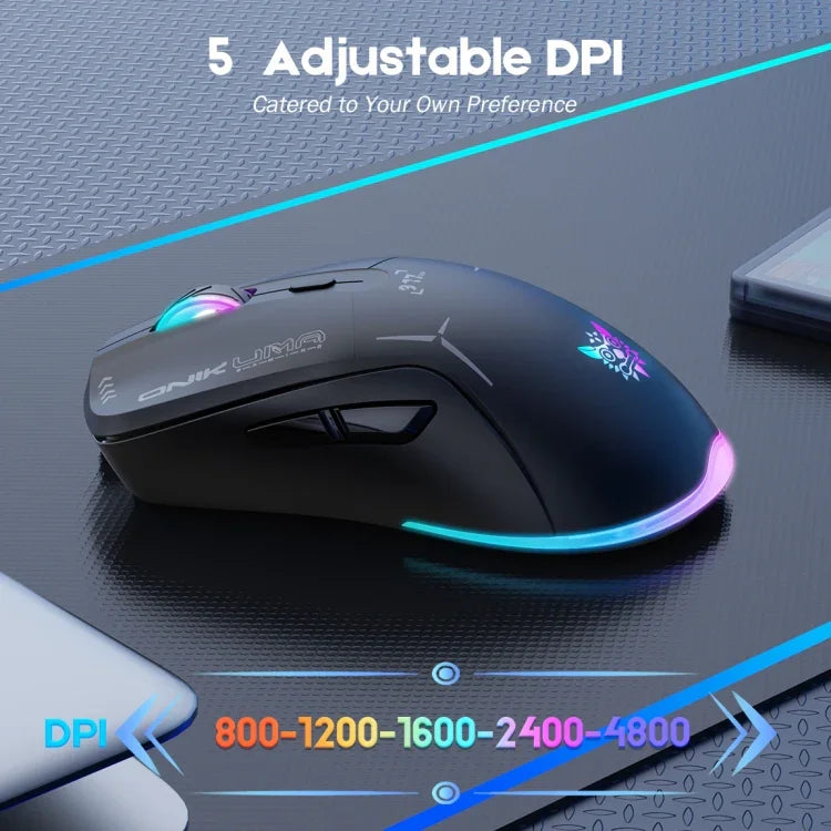 ONIKUMA CW917 RGB 4800DPI Dual-Mode kabelgebundene + 2,4-GHz-Funkmaus, CW917 (Schwarz), CW917 (Weiß)