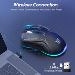 ONIKUMA CW917 RGB 4800DPI Dual-Mode kabelgebundene + 2,4-GHz-Funkmaus, CW917 (Schwarz), CW917 (Weiß)