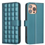 Handyhülle aus Leder mit quadratischer Textur, Für iPhone 17e / 16e, Für iPhone 17 Pro Max, Für iPhone 16 Pro Max, Für iPhone 16 Pro, Für iPhone 16 Plus, Für iPhone 16, Für iPhone 15 Pro Max, Für iPhone 15 Pro