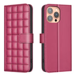 Handyhülle aus Leder mit quadratischer Textur, Für iPhone 17e / 16e, Für iPhone 17 Pro Max, Für iPhone 16 Pro Max, Für iPhone 16 Pro, Für iPhone 16 Plus, Für iPhone 16, Für iPhone 15 Pro Max, Für iPhone 15 Pro