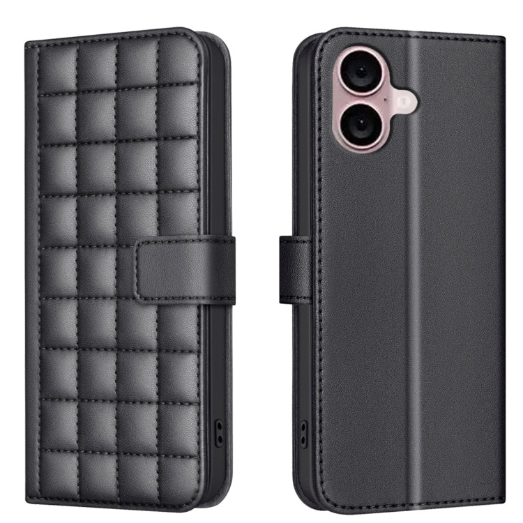 Handyhülle aus Leder mit quadratischer Textur, Für iPhone 17e / 16e, Für iPhone 17 Pro Max, Für iPhone 16 Pro Max, Für iPhone 16 Pro, Für iPhone 16 Plus, Für iPhone 16, Für iPhone 15 Pro Max, Für iPhone 15 Pro