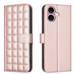 Handyhülle aus Leder mit quadratischer Textur, Für iPhone 17e / 16e, Für iPhone 17 Pro Max, Für iPhone 16 Pro Max, Für iPhone 16 Pro, Für iPhone 16 Plus, Für iPhone 16, Für iPhone 15 Pro Max, Für iPhone 15 Pro