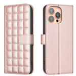 Handyhülle aus Leder mit quadratischer Textur, Für iPhone 17e / 16e, Für iPhone 17 Pro Max, Für iPhone 16 Pro Max, Für iPhone 16 Pro, Für iPhone 16 Plus, Für iPhone 16, Für iPhone 15 Pro Max, Für iPhone 15 Pro