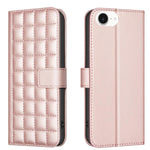 Handyhülle aus Leder mit quadratischer Textur, Für iPhone 17e / 16e, Für iPhone 17 Pro Max, Für iPhone 16 Pro Max, Für iPhone 16 Pro, Für iPhone 16 Plus, Für iPhone 16, Für iPhone 15 Pro Max, Für iPhone 15 Pro