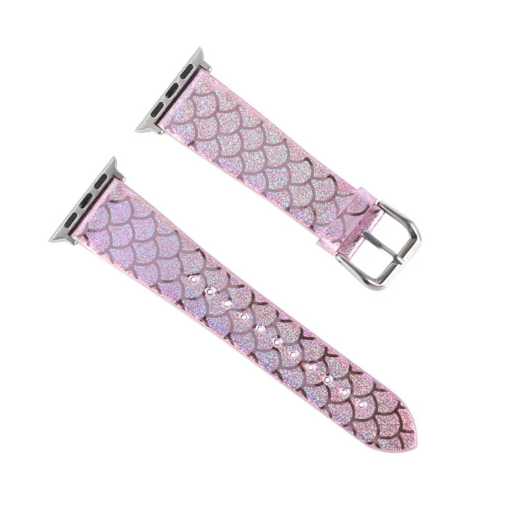 Glitzerndes Ersatzarmband mit Fischschuppenmuster, passend für Apple Watch 5 &amp; 4 (40 mm), 3 &amp; 2 &amp; 1 (38 mm) und 44 mm sowie 3 &amp; 2 &amp; 1 (42 mm).