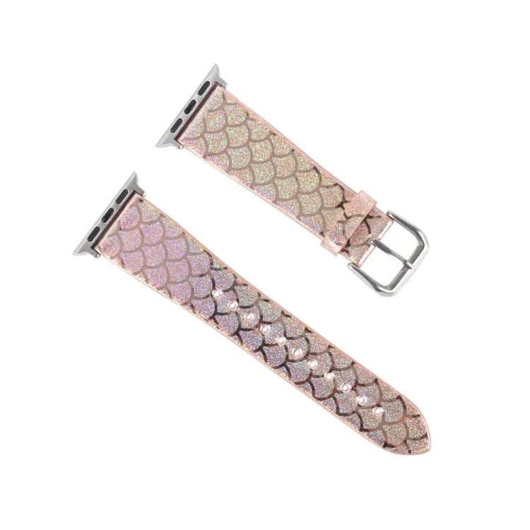 Glitzerndes Ersatzarmband mit Fischschuppenmuster, passend für Apple Watch 5 &amp; 4 (40 mm), 3 &amp; 2 &amp; 1 (38 mm) und 44 mm sowie 3 &amp; 2 &amp; 1 (42 mm).