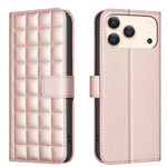 Handyhülle aus Leder mit quadratischer Textur, Für iPhone 17e / 16e, Für iPhone 17 Pro Max, Für iPhone 16 Pro Max, Für iPhone 16 Pro, Für iPhone 16 Plus, Für iPhone 16, Für iPhone 15 Pro Max, Für iPhone 15 Pro